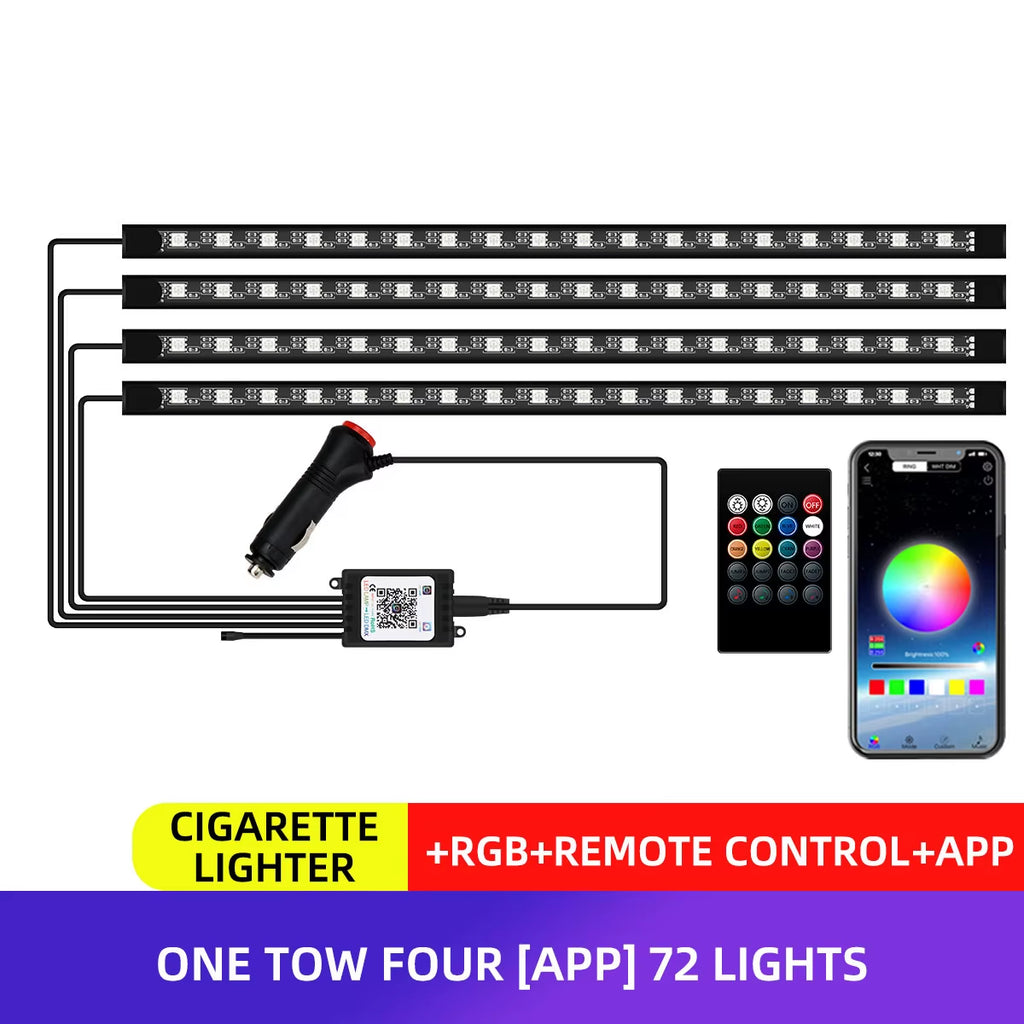 RGB APP LED Motorcycle Car Atmosphere Foot Light APP Control Flexible Waterproof Sound Control 12V Moto Decorative Lamp Strip