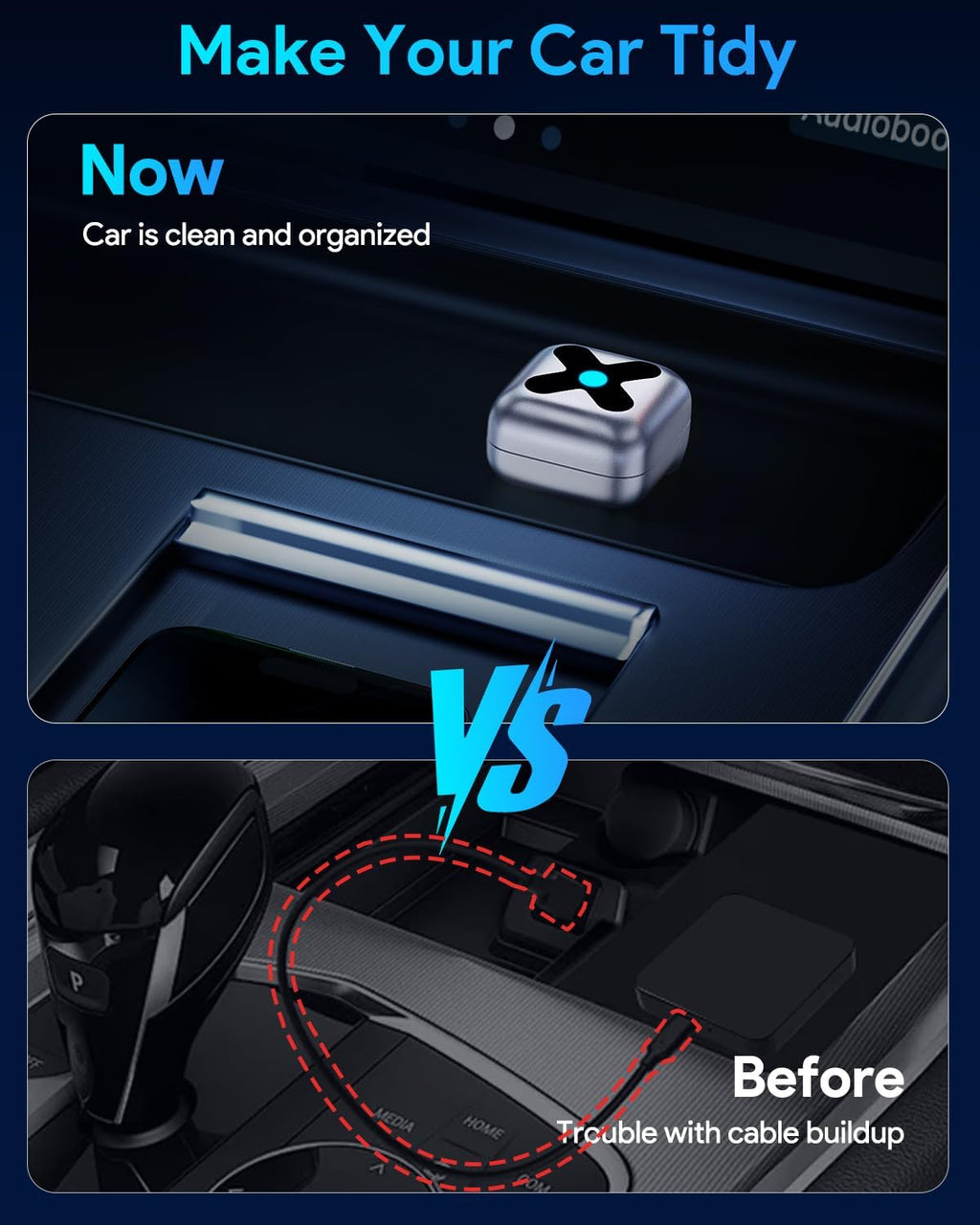 Wireless Carplay Adapter for Iphone Apple—𝐔𝐥𝐭𝐫𝐚 𝐌𝐢𝐧𝐢, 𝟐𝟎𝟐𝟓 𝟐-𝐢𝐧-𝟏 Android Auto Adapter, Convert Wired to Car Play Wireless, Zero Latency for Ios 10+ & Android 11+, GPS System