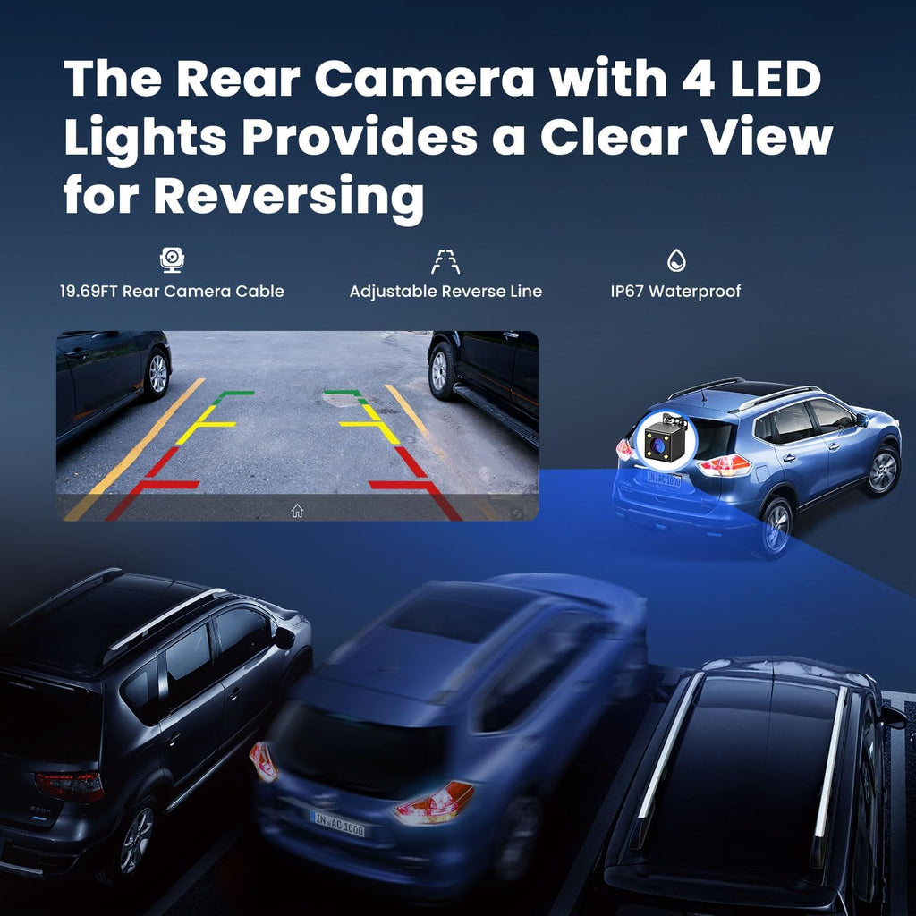 9.26" Wireless Portable Car Play Screen for Apple Carplay & Android Auto, OTA Updates, Backup Camera, Mirror Link, 5.0 Bluetooth, Voice Control, GPS Navigation, FM