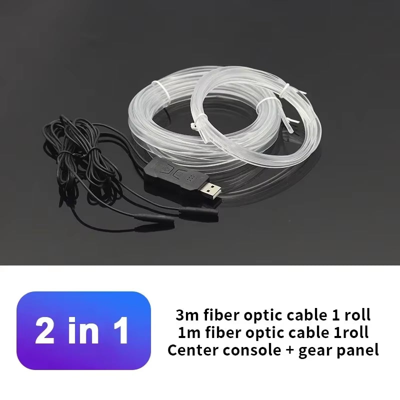 Car RGB Ambient LED Light Strip USB Fiber Optic Atmosphere Neon Invisible Light Strip Center Console Door Decoration Lamp