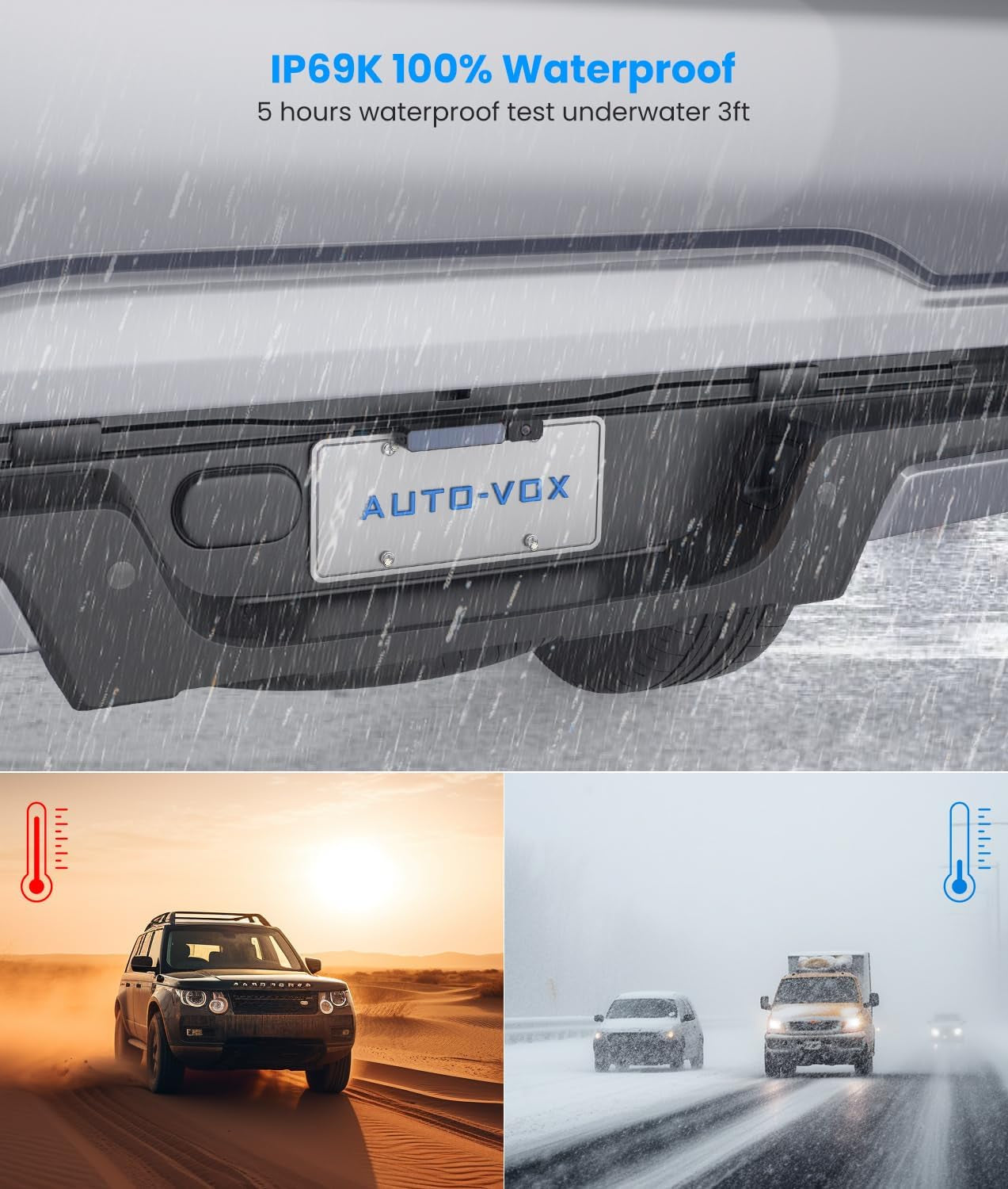 Solar Wireless Backup Camera:5" HD 1080P Monitor,3 Mins DIY Installation & 5000 Mah Battery Powered Solar Back up Camera Systems, IP69K Waterproof Reverse Camera for Car, Van, Truck, Trailer