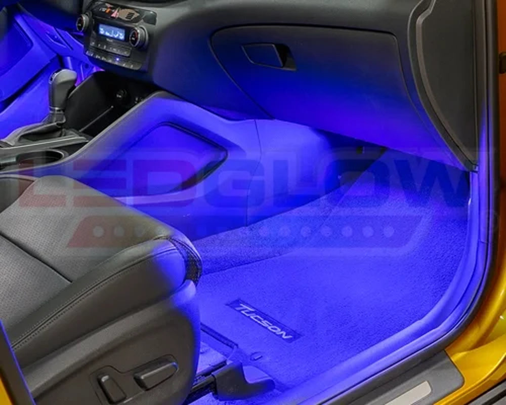 4Pc Blue LED Interior Underdash Lighting Kit