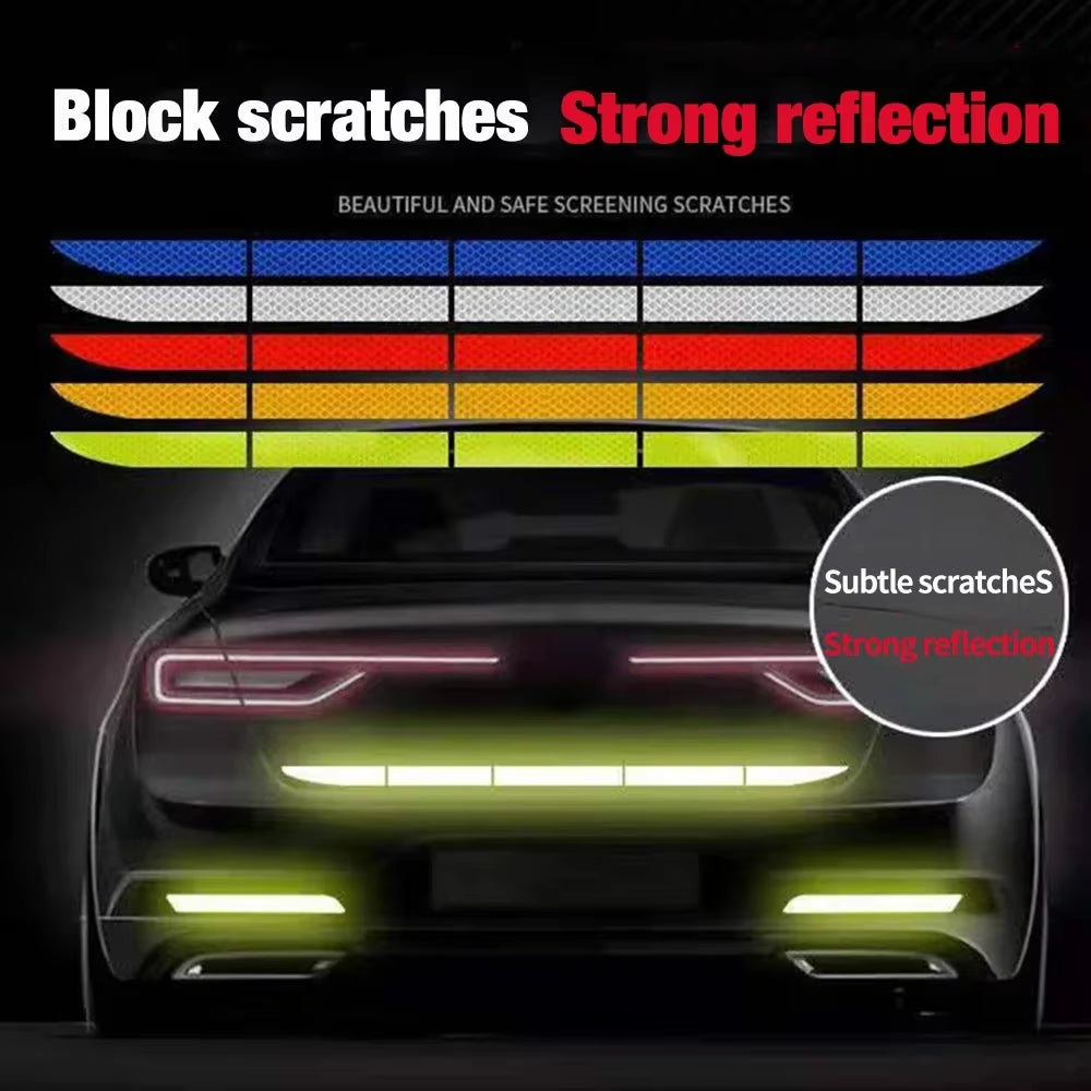 5Pcs Car Reflective Sticker Warning Safety Tape Auto Body Car Exterior Trunk Decoration Bright Warning Stickers