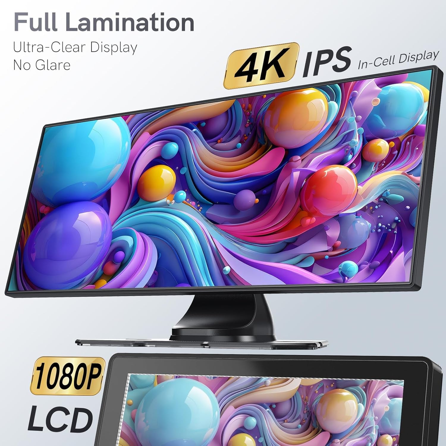 11.26” Portable Carplay Screen for Car,Car Stereo with Apple Carplay & Android Auto,Incell Touch Screen,4K Dash Cam,1080P Backup Camera,Mirror Link, Voice Control, Bluetooth 5.3,GPS,FM