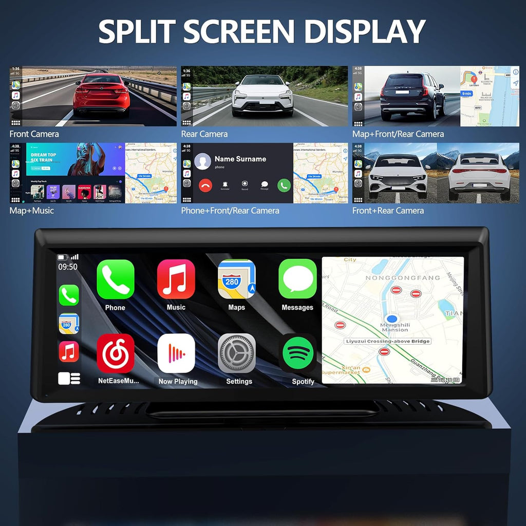 Upgrade Your Drive: 8.1" Wireless Carplay Screen & 2K Dash Cam with Bluetooth, GPS, and Voice Control