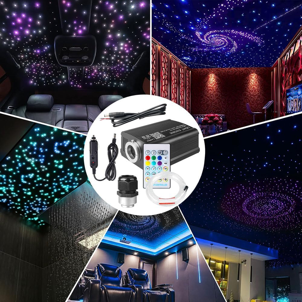 Twinkle Starlight Headliner Light,16W 500Pcs 6.5Ft LED Star Ceiling Fiber Optic Light Kit App/Remote Control for Car/Home/Party