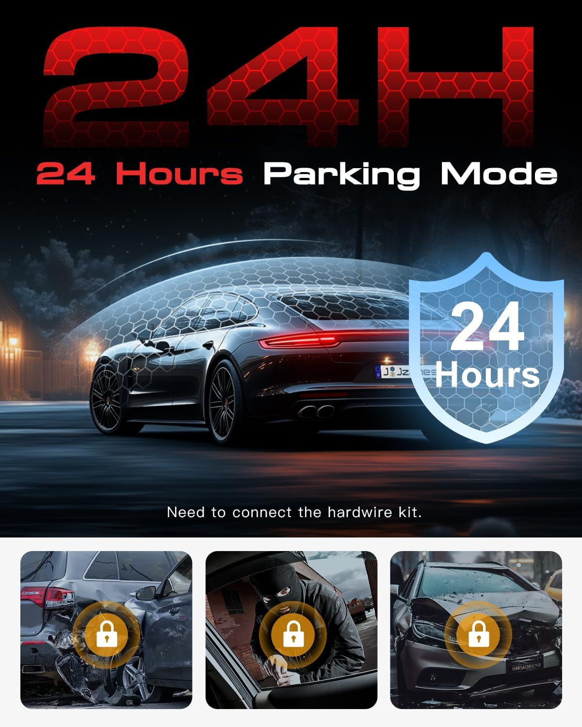 Ultimate 3-Channel Dash Cam: 4K Front & 1080P Rear with STARVIS Night Vision, 24/7 Parking Mode, GPS & Free 64GB Card