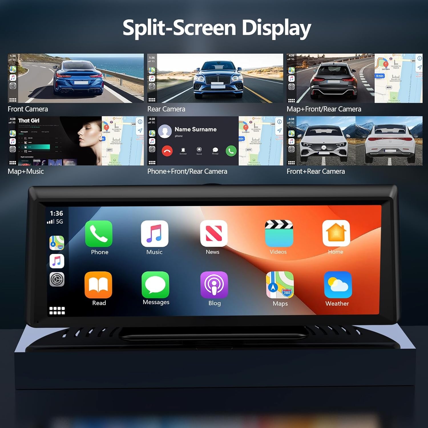 Upgrade Your Drive: 8.1" Wireless Carplay & Android Auto Dash Cam with 2K Display, 1080P Backup Camera, Bluetooth, GPS Navigation & More!