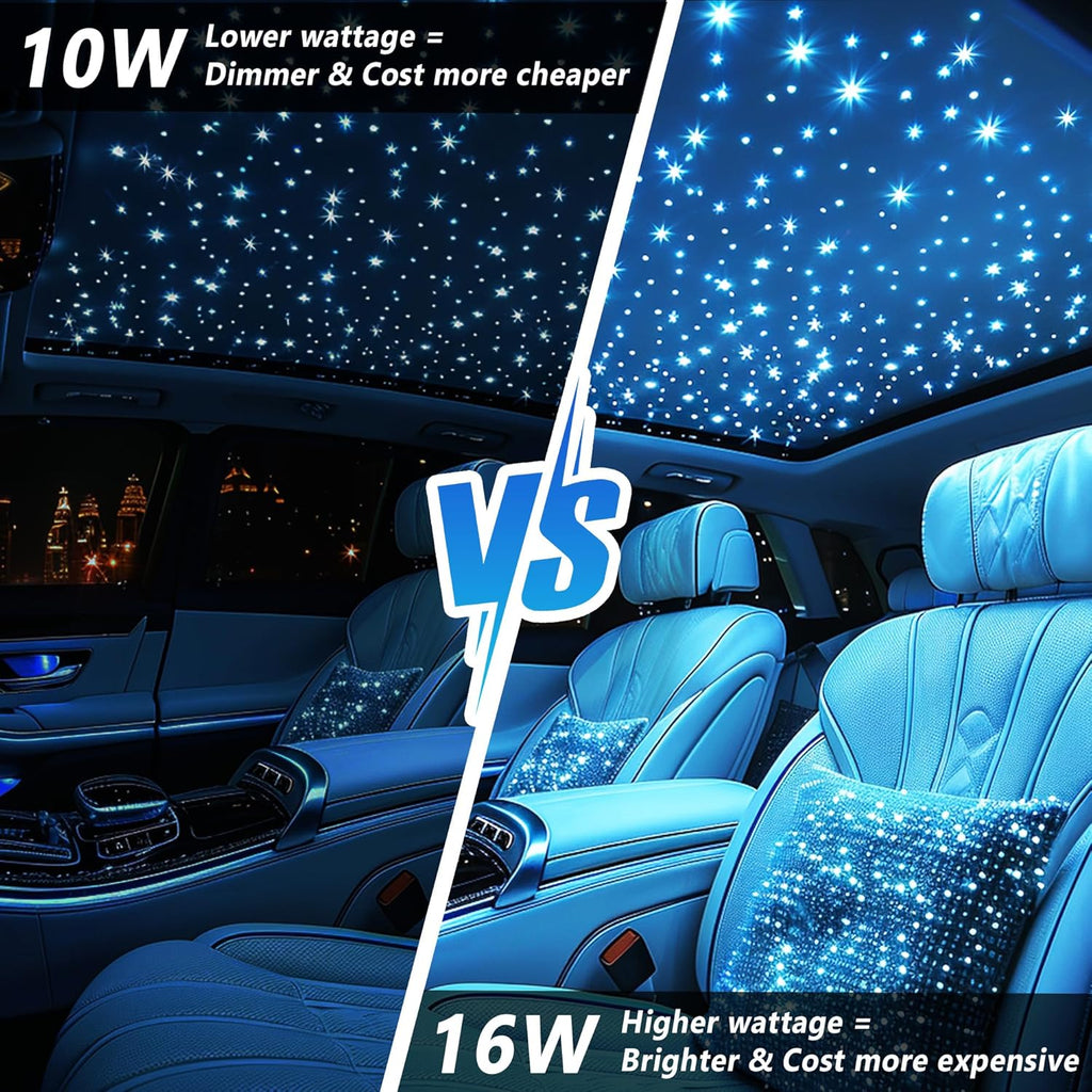 Starlight Headliner Kit 550 Piece Twinkle 0.03In*9.8Ft/0.75Mm*3M, 16W Starlight Headliner Music/Voice Activated Star Lights for Car,  RGBW Starlights for Theater Game Bed Room Ceiling