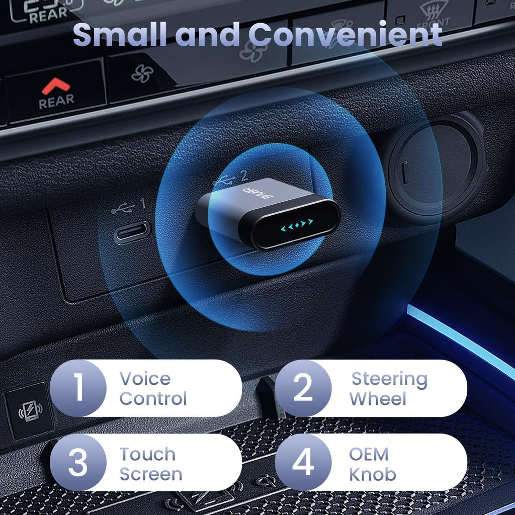 2025 Mini Wireless Carplay Adapter for Iphone & Android Auto, Easy to Use Bluetooth Dongle with Fast Stable Connection, Converts Wired to Wireless Car Play Adapter, for 2016+ Vehicles with USB-A/C