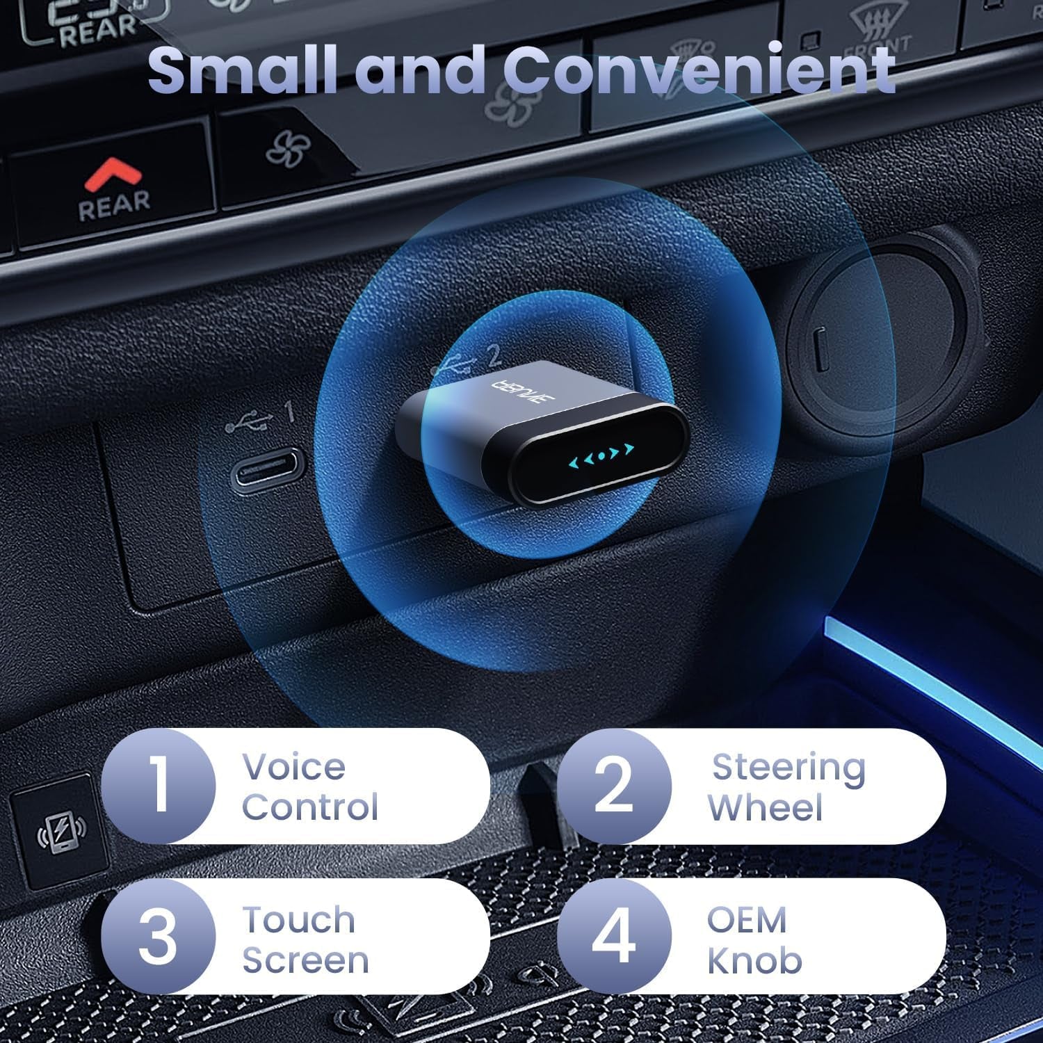 2025 Mini Wireless Carplay Adapter for Iphone & Android Auto, Easy to Use Bluetooth Dongle with Fast Stable Connection, Converts Wired to Wireless Car Play Adapter, for 2016+ Vehicles with USB-A/C