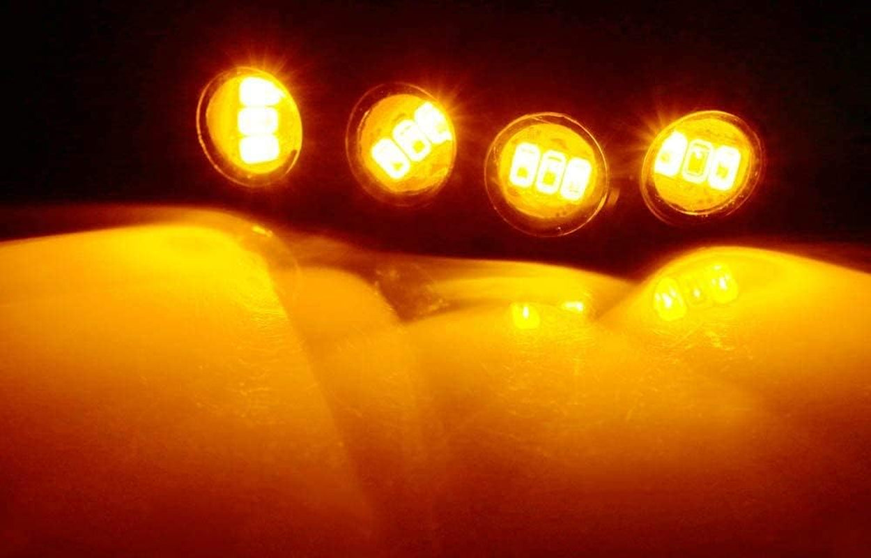 4Pc Set Custom Retrofit Amber Yellow Front Grille Mesh Mount LED Lighting Kit Compatible with Trucks Suvs