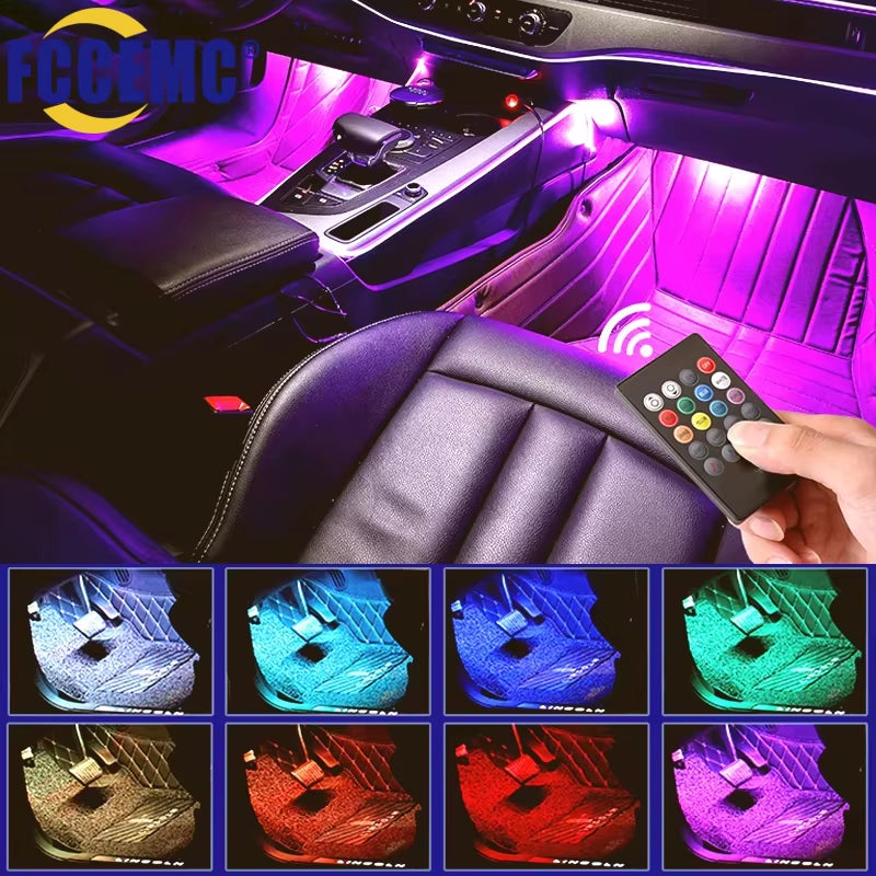 Universal Car RGB Ambient Lights LED Strip Interior Atmosphere Lamps 8 Colors Decorative off Road 4X4 SUV Automobile Accessories