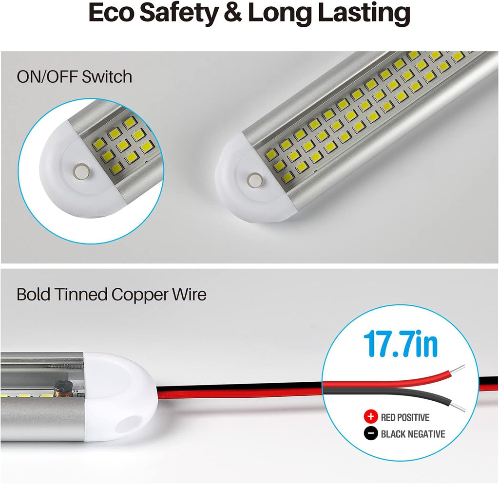 12V LED Interior Light Bar， 120Leds 1500LM 8W DC 12 Volt Led Strip Lights with On/Off Switch，For Enclosed Cargo Trailer, Car RV Van Truck Lorry Camper Boat Caravan Motorhome (4Pack)