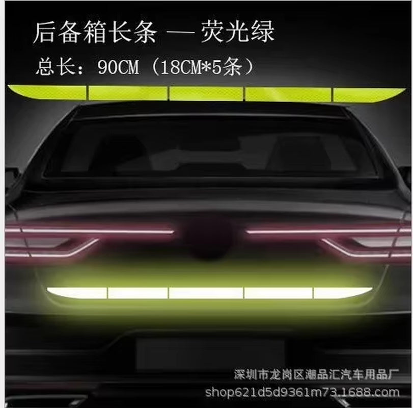 5Pcs Car Reflective Sticker Warning Safety Tape Auto Body Car Exterior Trunk Decoration Bright Warning Stickers