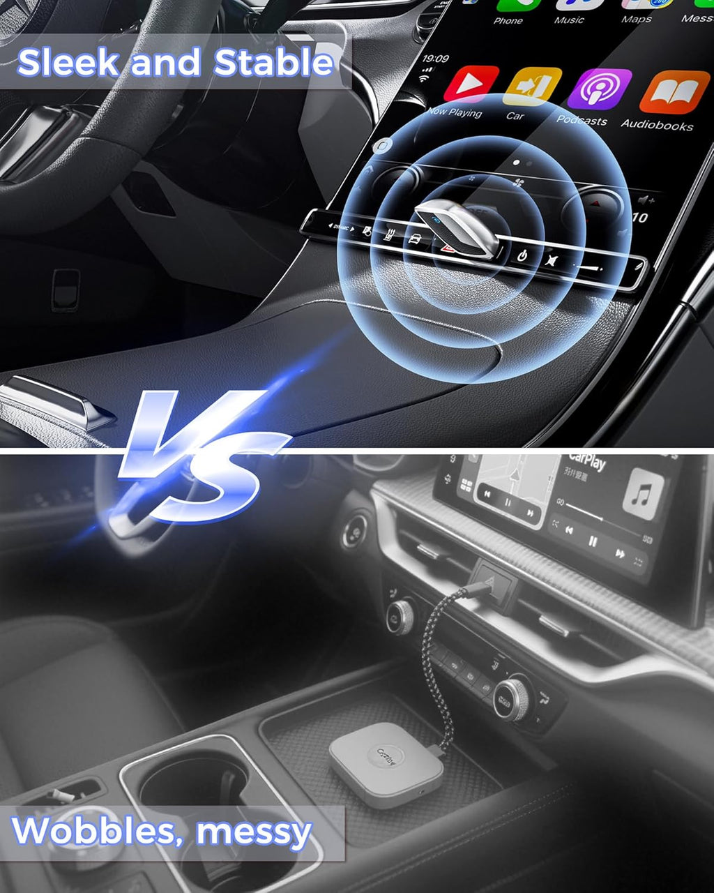 Wireless Carplay Adapter for Apple Iphone（2025 Upgrade）- Convert Wired Carplay to Carplay Wireless Adapter, Stable Connection Compatible with OEM Wired Carplay Vehicles & Ios 10+（Silver）