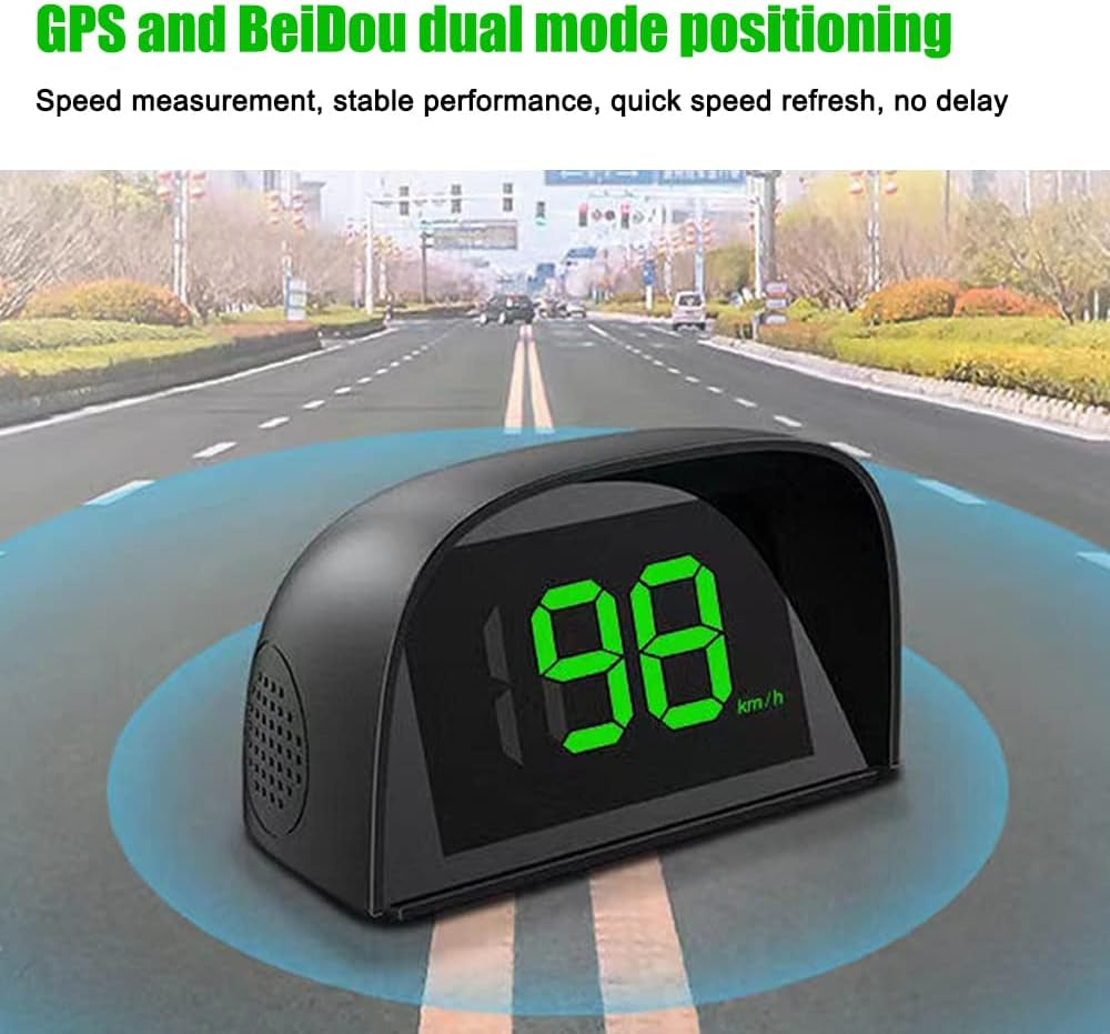Car HUD Headup Display KM/H MPH GPS Digital Speedometer with LED Large Font Display for Car Truck SUV Motorcycle