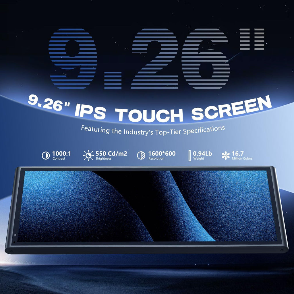 9.26" Wireless Portable Car Play Screen for Apple Carplay & Android Auto, OTA Updates, Backup Camera, Mirror Link, 5.0 Bluetooth, Voice Control, GPS Navigation, FM